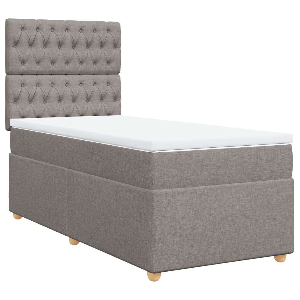 Sommier à lattes de lit avec matelas Taupe 90x190 cm Tissu - XIOS