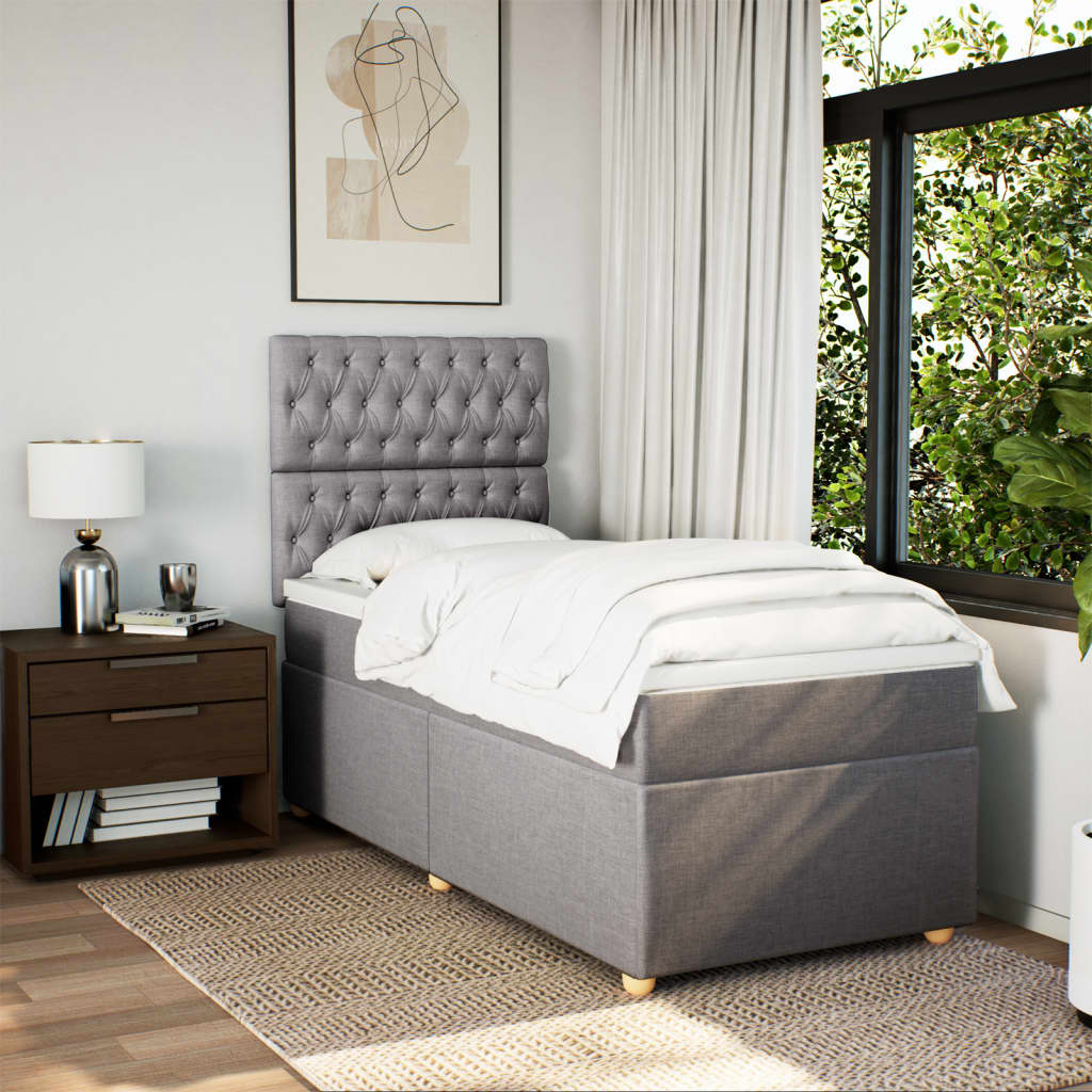 Sommier à lattes de lit avec matelas Taupe 90x190 cm Tissu - XIOS