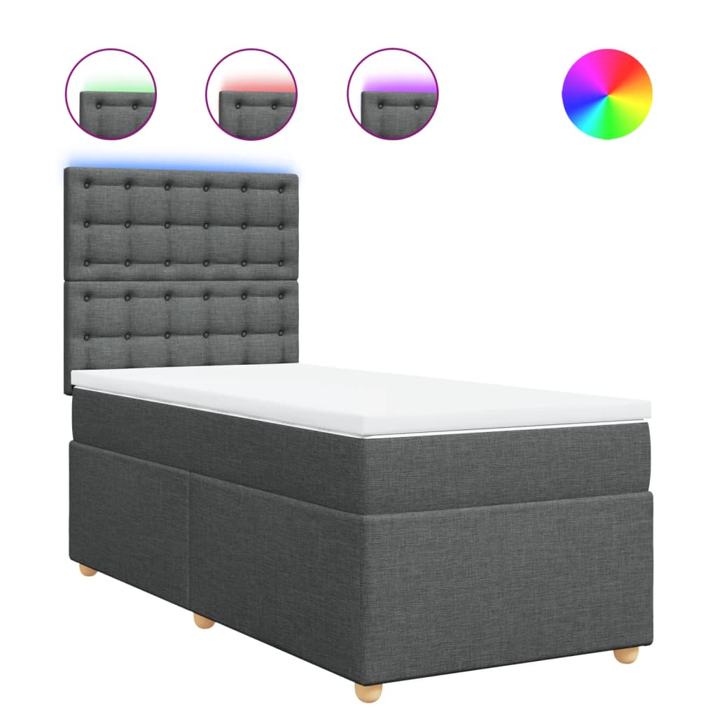 Sommier à lattes de lit et matelas Gris foncé 90x190 cm Tissu - XIOS