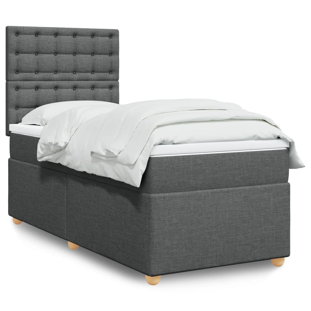 Sommier à lattes de lit et matelas Gris foncé 90x190 cm Tissu - XIOS