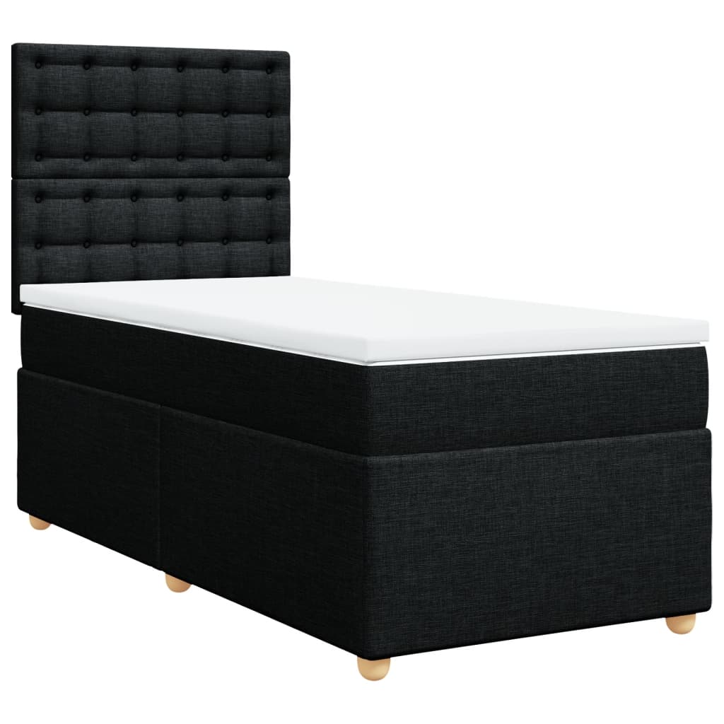 Sommier à lattes de lit avec matelas Noir 90x190 cm Tissu - XIOS