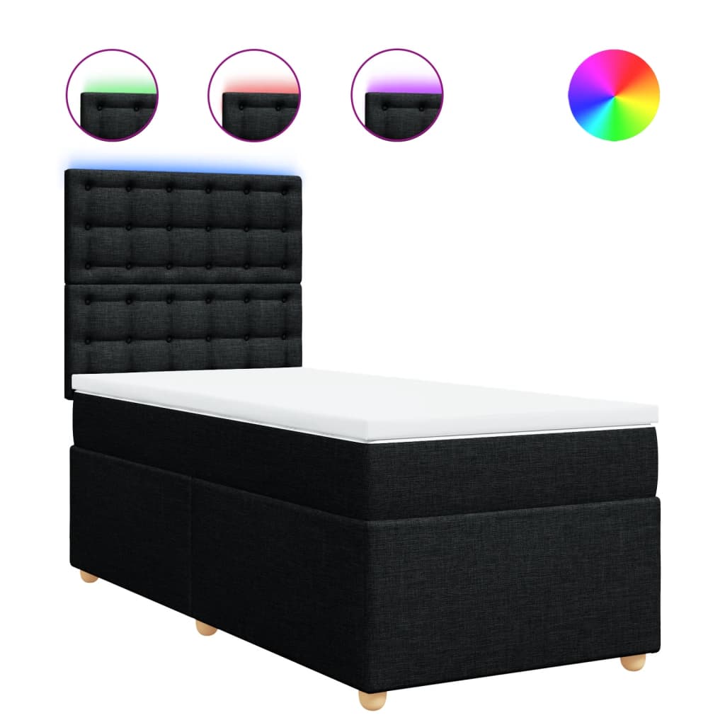 Sommier à lattes de lit avec matelas Noir 90x190 cm Tissu - XIOS