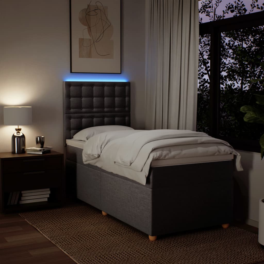 Sommier à lattes de lit avec matelas Taupe 90x190 cm Tissu - XIOS