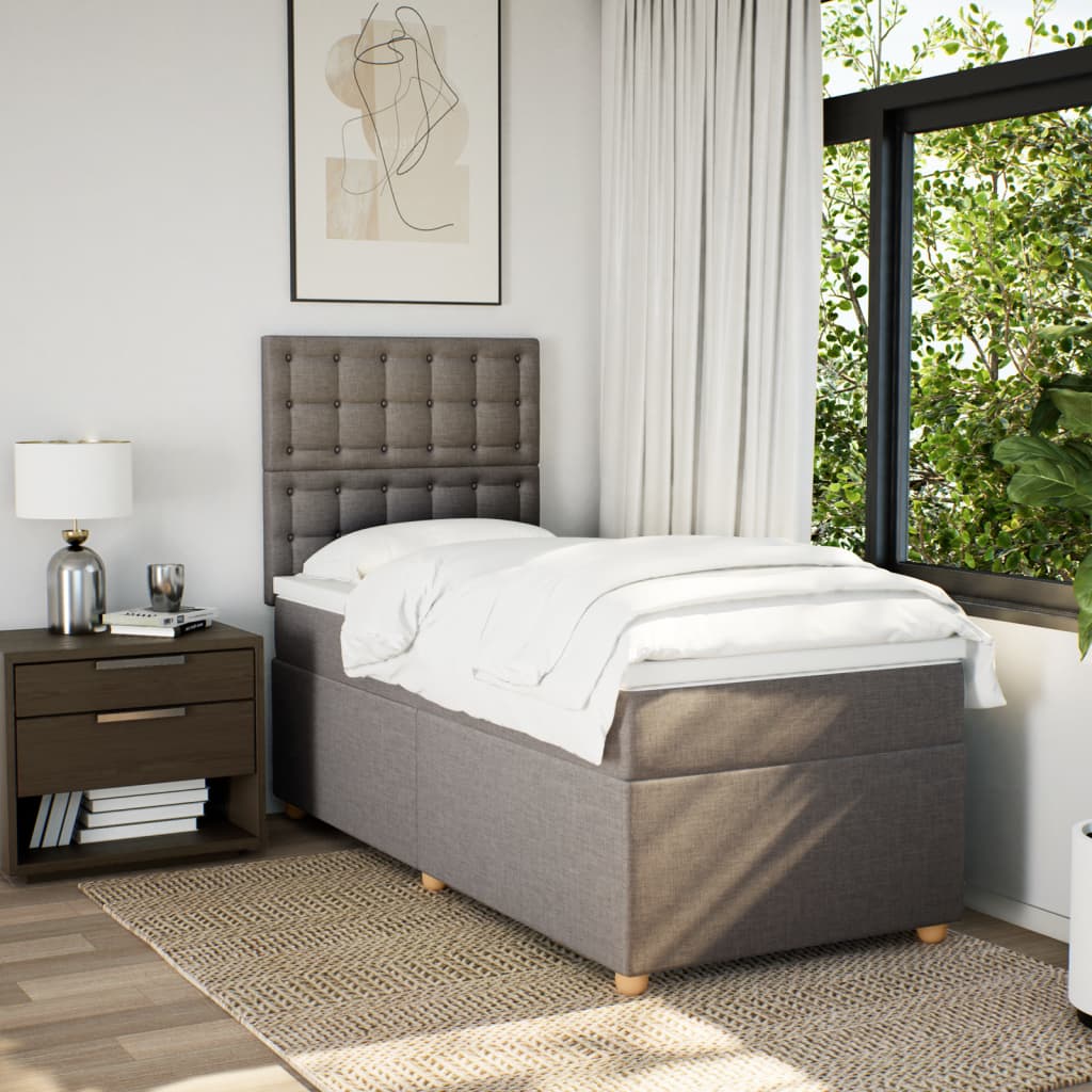 Sommier à lattes de lit avec matelas Taupe 90x190 cm Tissu - XIOS