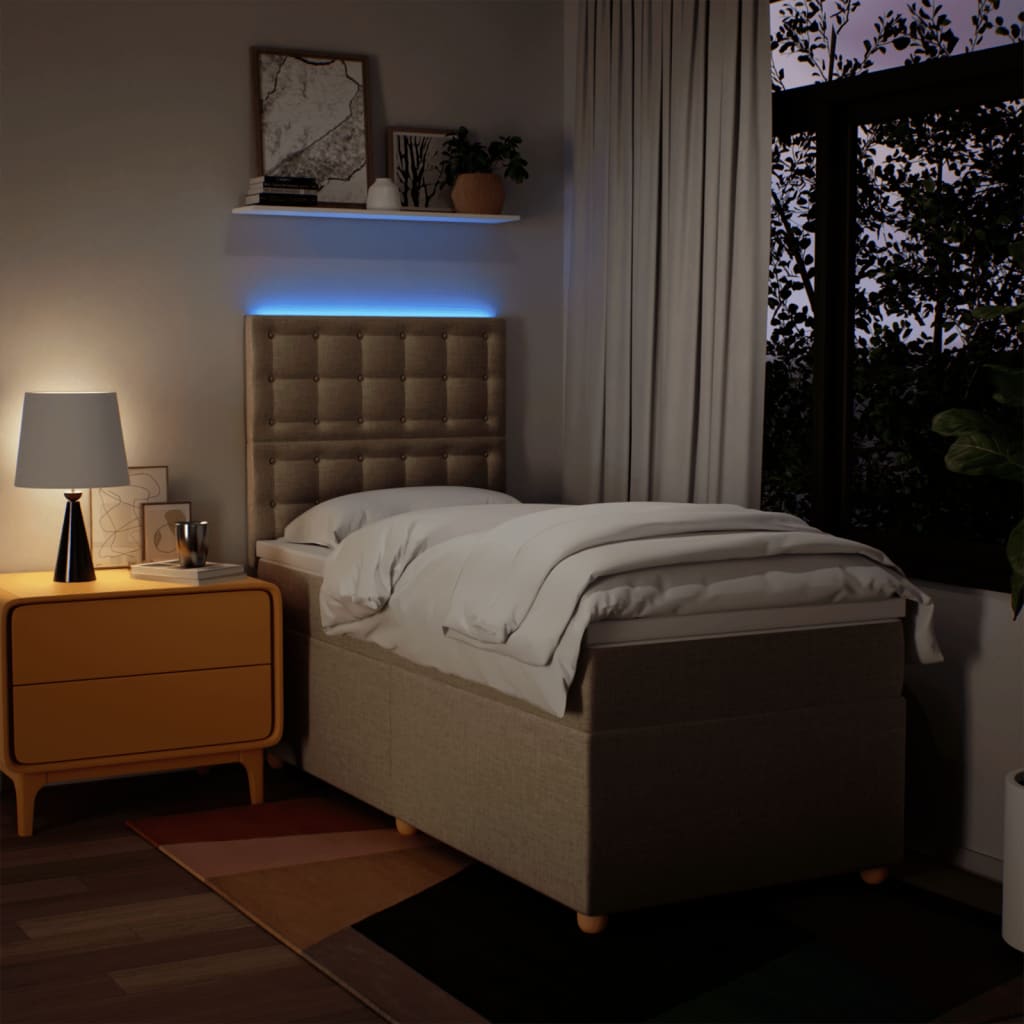 Sommier à lattes de lit et matelas Crème 90x190 cm Tissu - XIOS