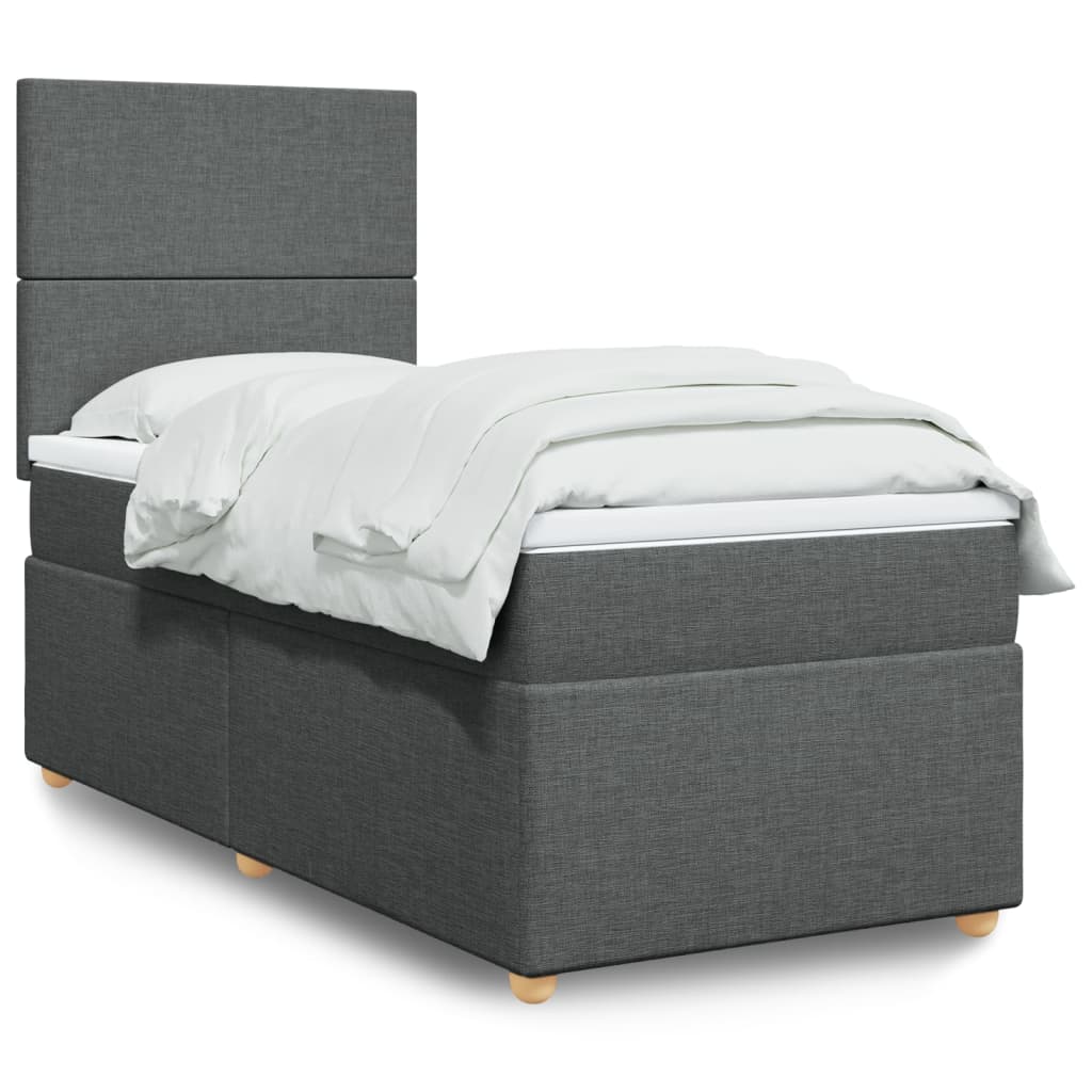 Sommier à lattes de lit avec matelas Gris foncé 90x200 cm Tissu - XIOS