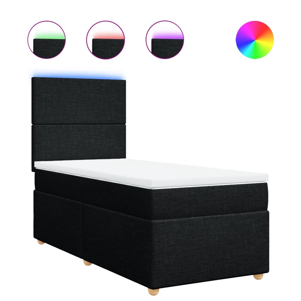 Sommier à lattes de lit avec matelas Noir 90x200 cm Tissu - XIOS