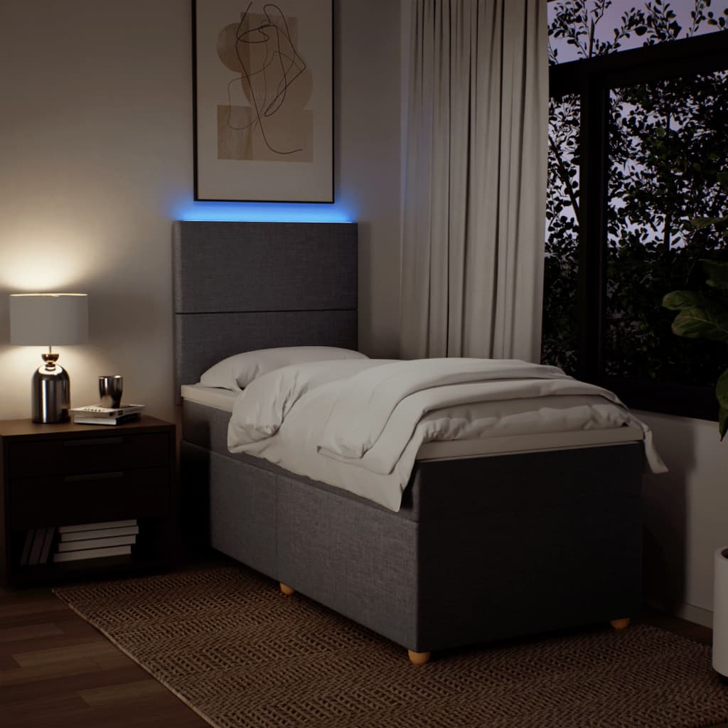 Sommier à lattes de lit avec matelas Taupe 90x200 cm Tissu - XIOS
