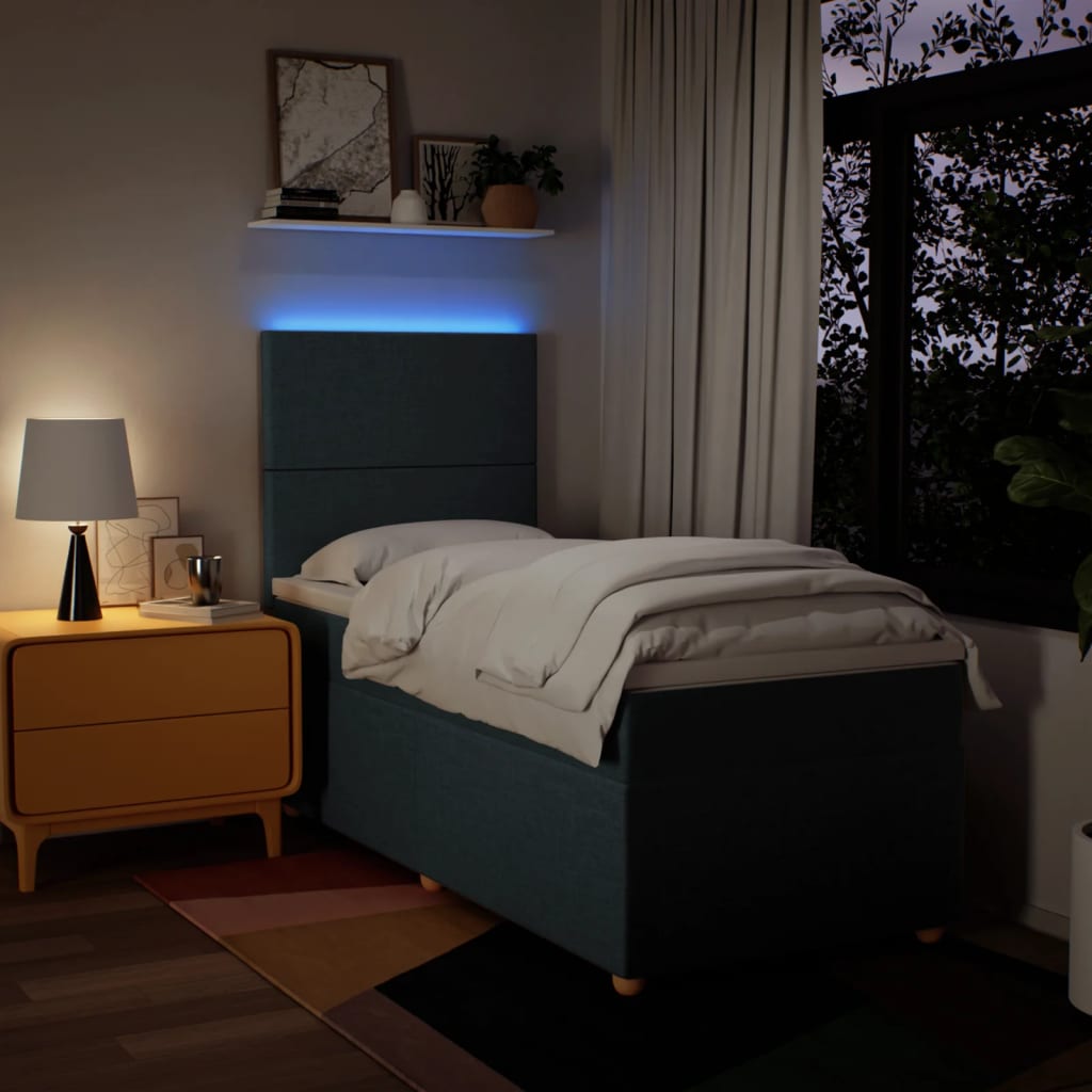Sommier à lattes de lit avec matelas Bleu 90x200 cm Tissu - XIOS