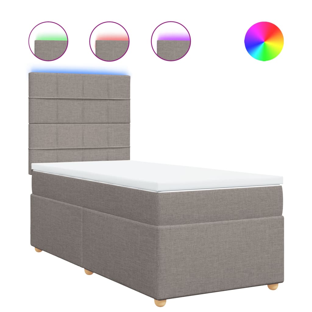 Sommier à lattes de lit avec matelas Taupe 90x200 cm Tissu - XIOS