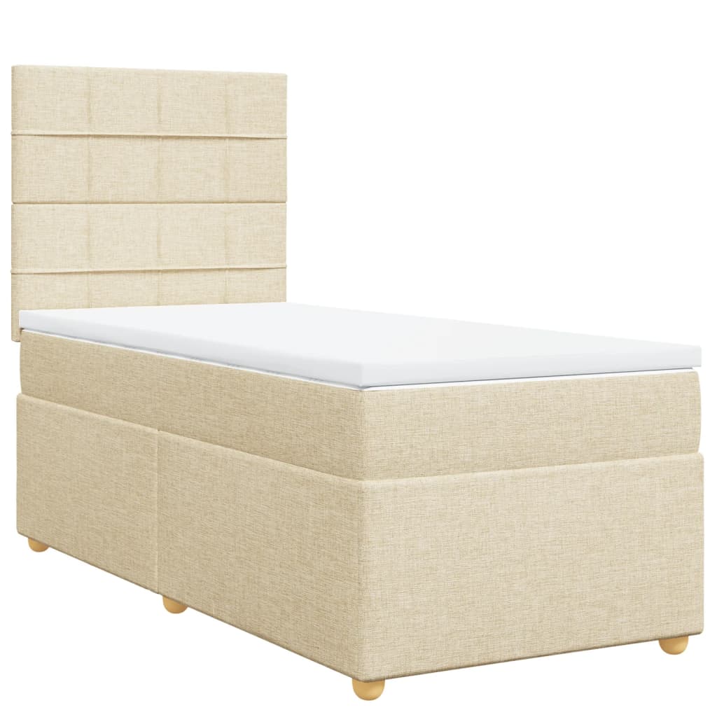 Sommier à lattes de lit avec matelas Crème 90x200 cm Tissu - XIOS