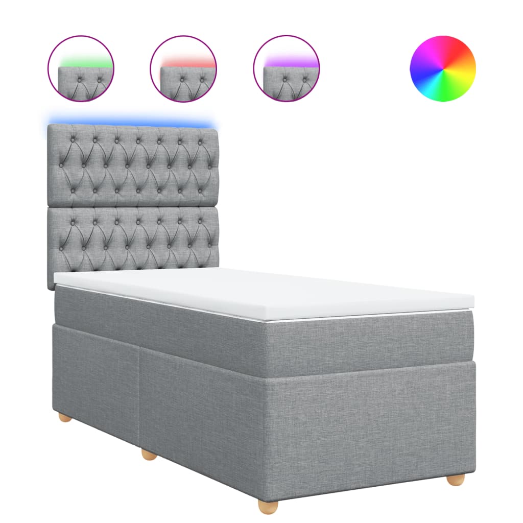 Sommier à lattes de lit avec matelas Gris clair 90x200 cm Tissu - XIOS