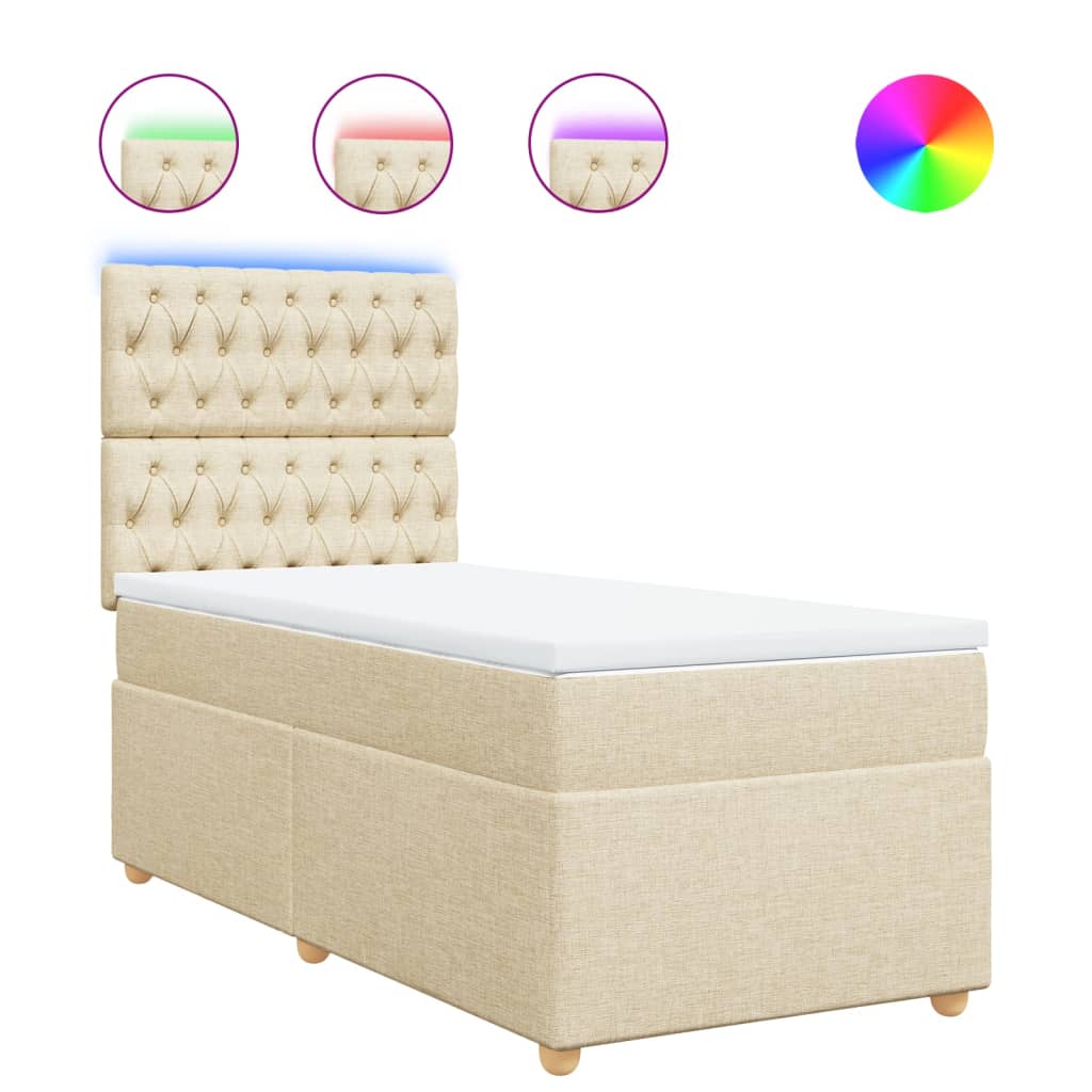 Sommier à lattes de lit avec matelas Crème 90x200 cm Tissu - XIOS