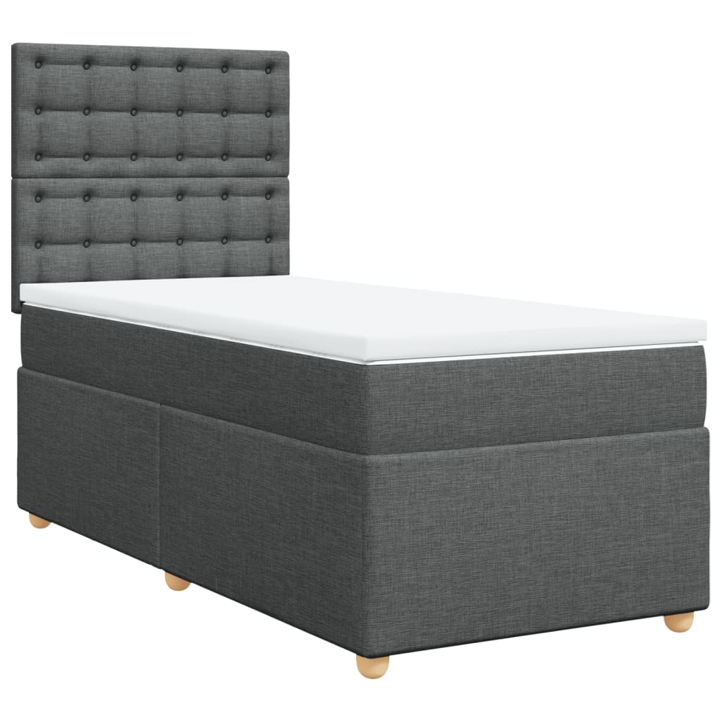 Sommier à lattes de lit avec matelas Gris foncé 90x200 cm Tissu - XIOS