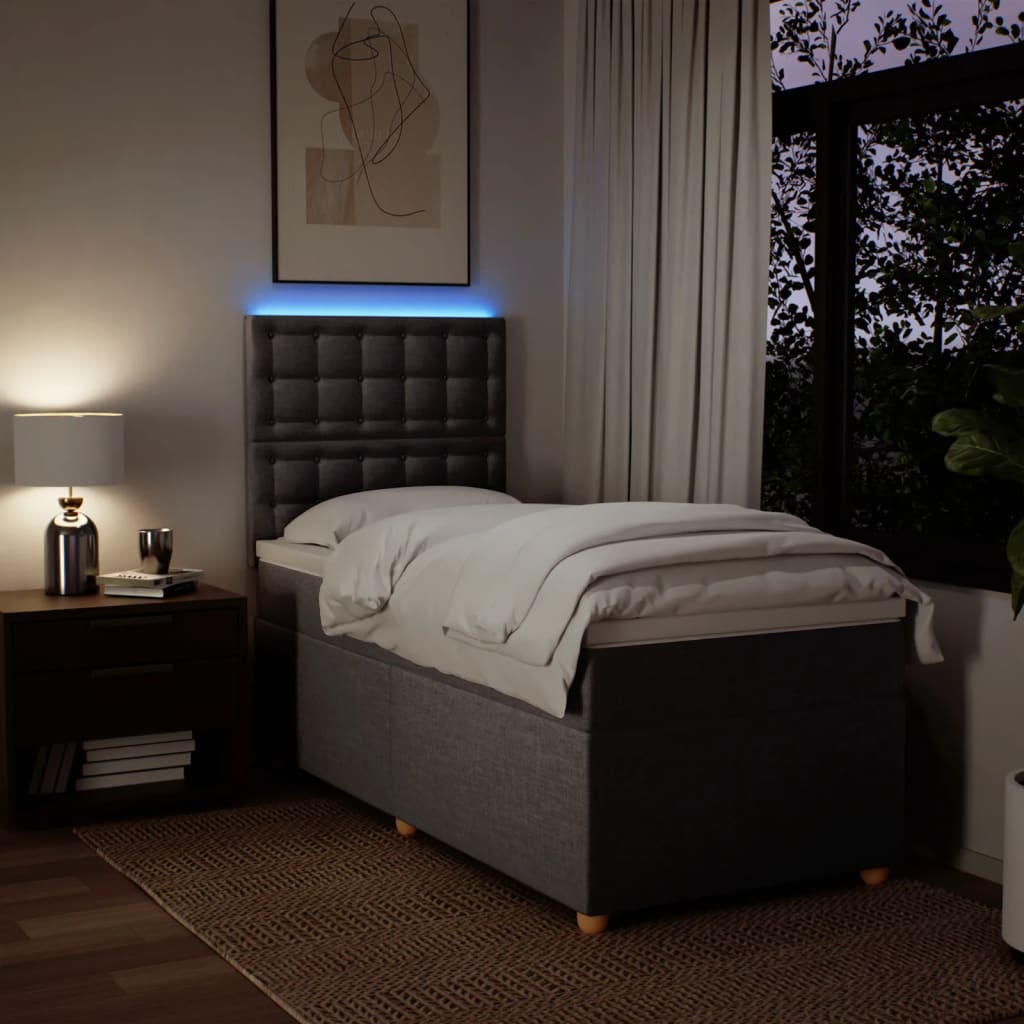 Sommier à lattes de lit avec matelas Taupe 90x200 cm Tissu - XIOS