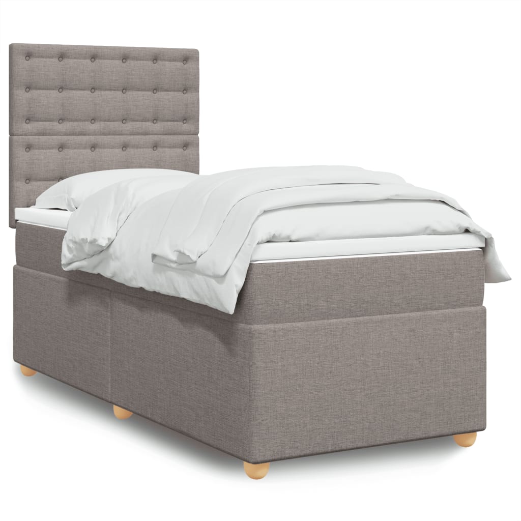 Sommier à lattes de lit avec matelas Taupe 90x200 cm Tissu - XIOS