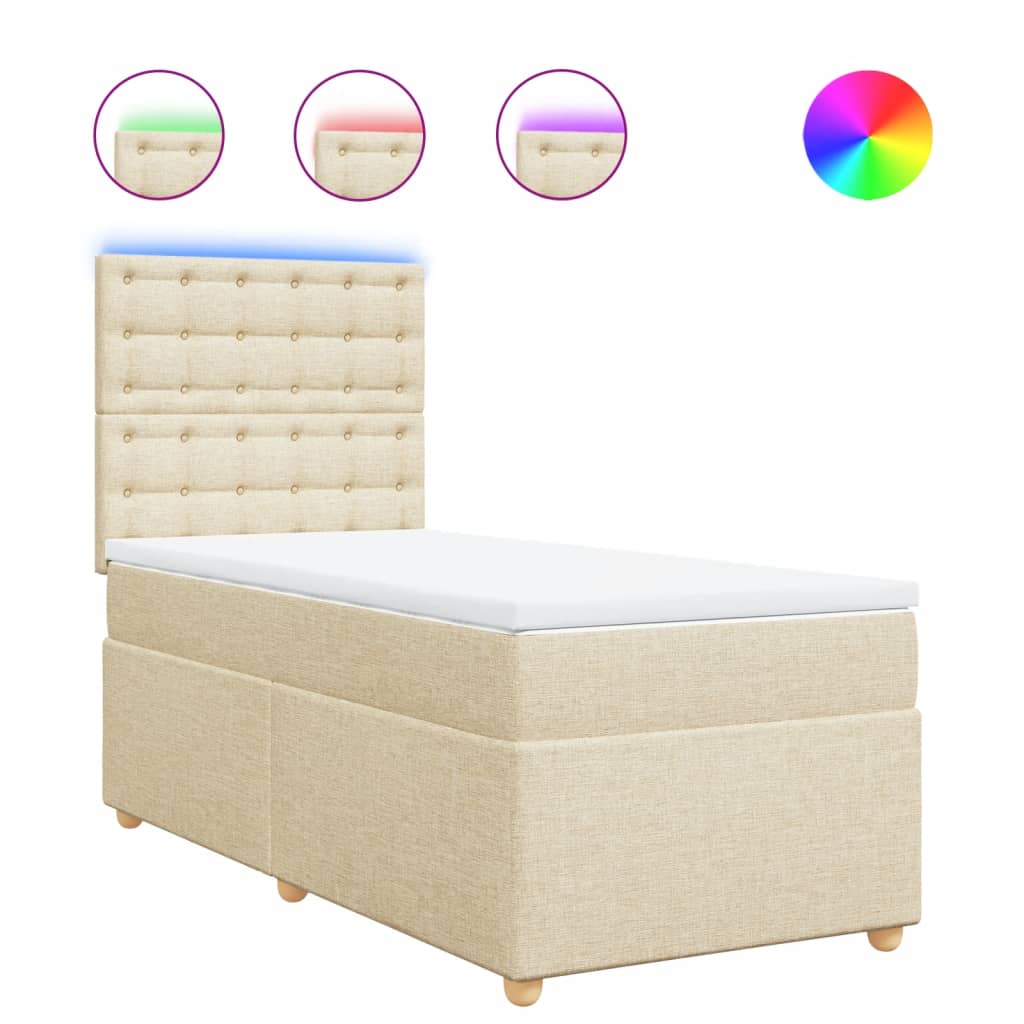 Sommier à lattes de lit avec matelas Crème 90x200 cm Tissu - XIOS