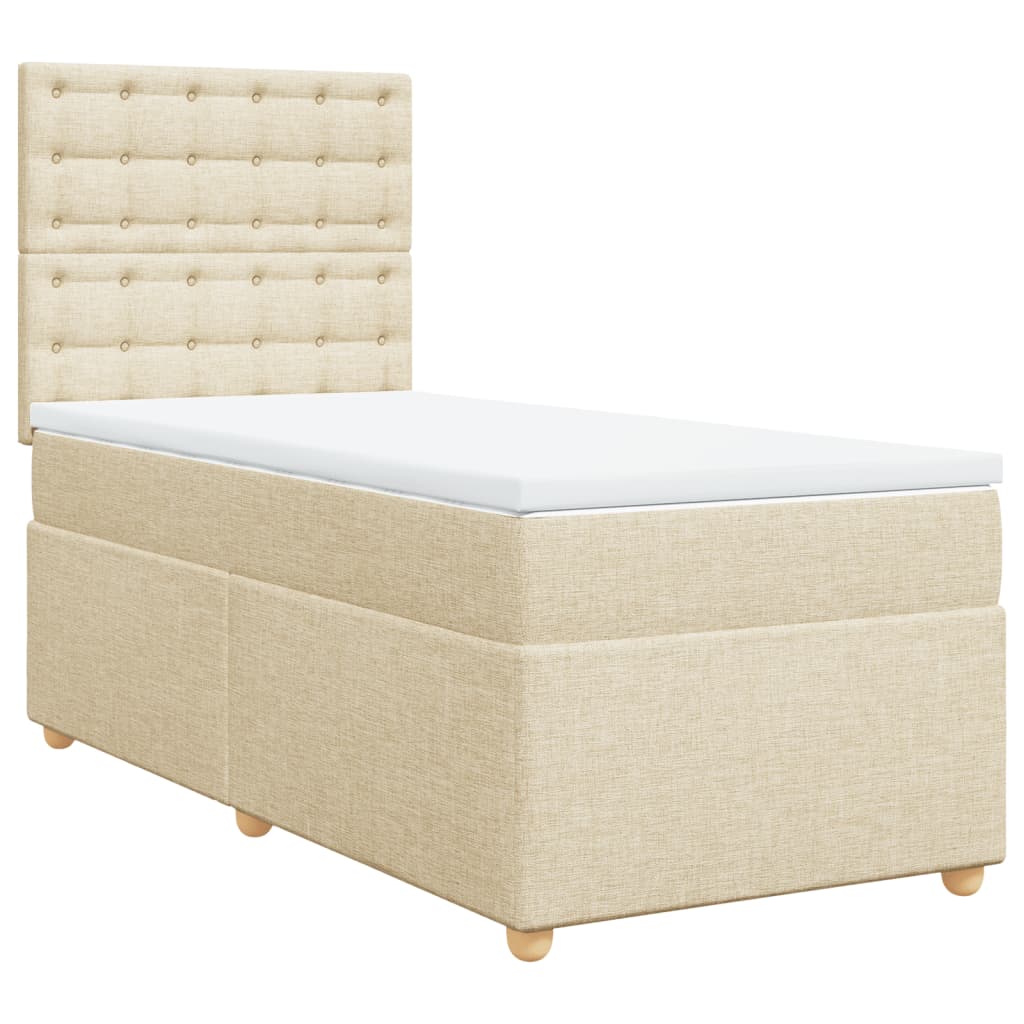 Sommier à lattes de lit avec matelas Crème 90x200 cm Tissu - XIOS