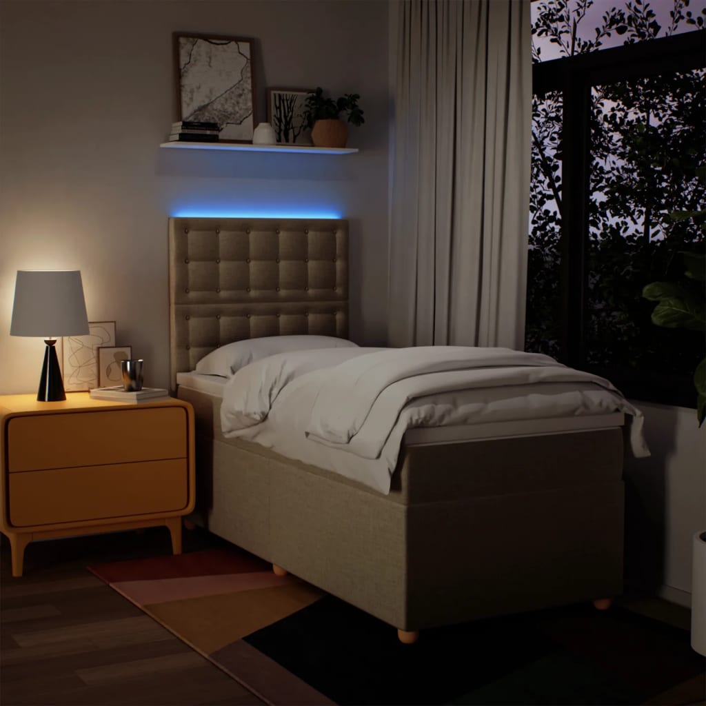 Sommier à lattes de lit avec matelas Crème 90x200 cm Tissu - XIOS