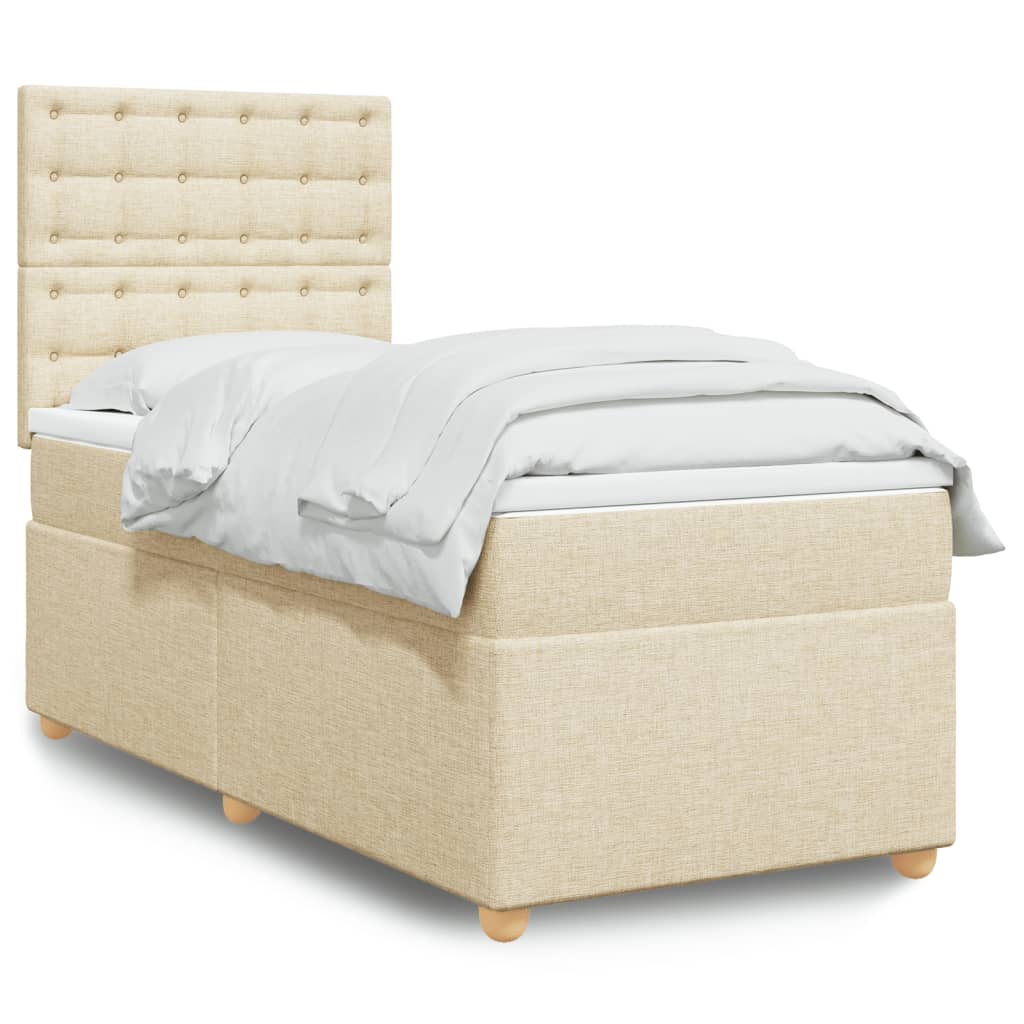 Sommier à lattes de lit avec matelas Crème 90x200 cm Tissu - XIOS