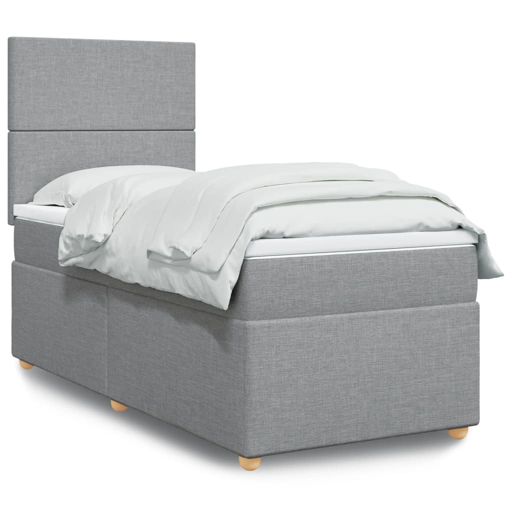 Sommier à lattes de lit avec matelas Gris clair 100x200cm Tissu - XIOS