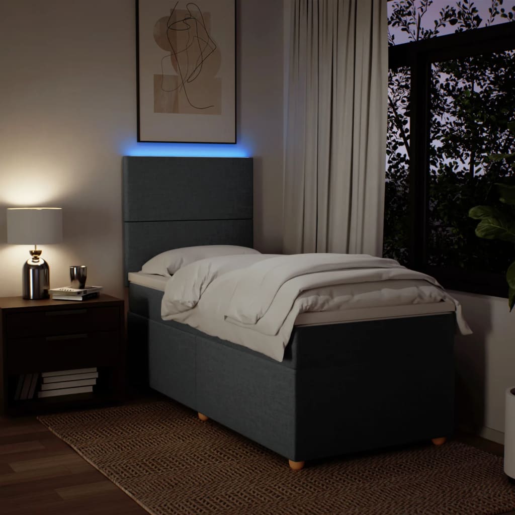 Sommier à lattes de lit avec matelas Gris foncé 100x200cm Tissu - XIOS
