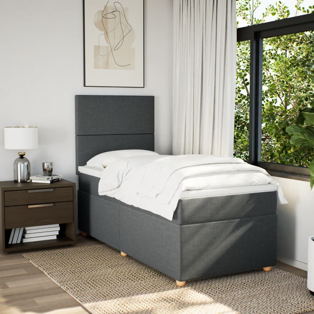 Sommier à lattes de lit avec matelas Gris foncé 100x200cm Tissu - XIOS