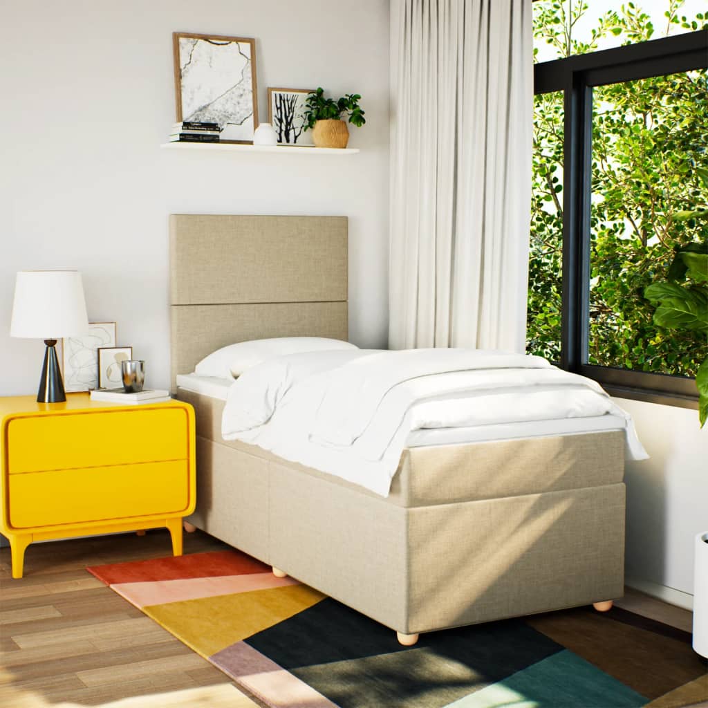 Sommier à lattes de lit avec matelas Crème 100x200 cm Tissu - XIOS