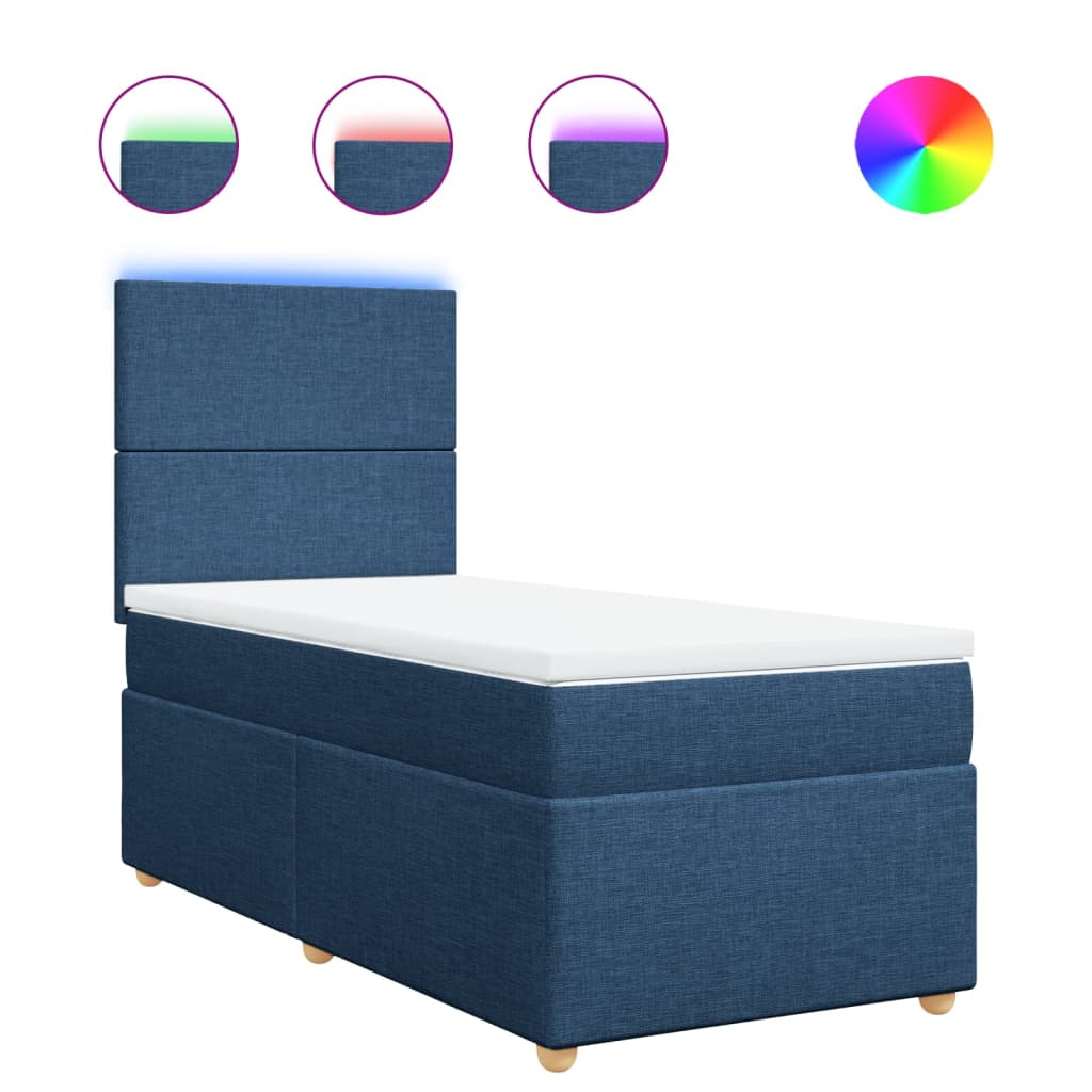 Sommier à lattes de lit avec matelas Bleu 100x200 cm Tissu - XIOS