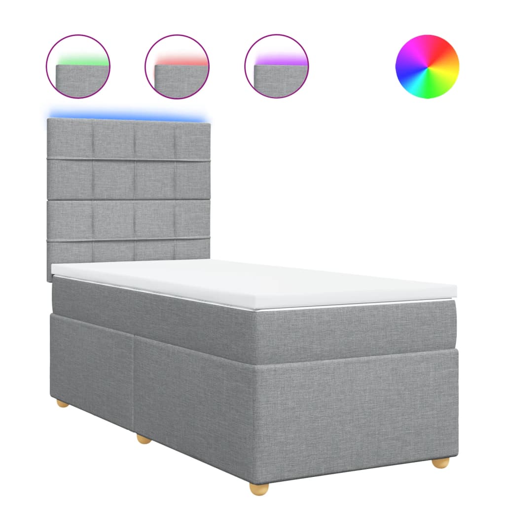 Sommier à lattes de lit avec matelas Gris clair 100x200cm Tissu - XIOS