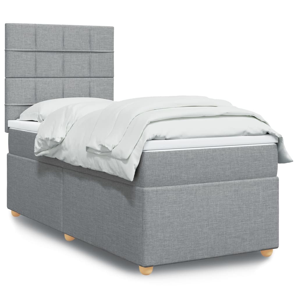 Sommier à lattes de lit avec matelas Gris clair 100x200cm Tissu - XIOS