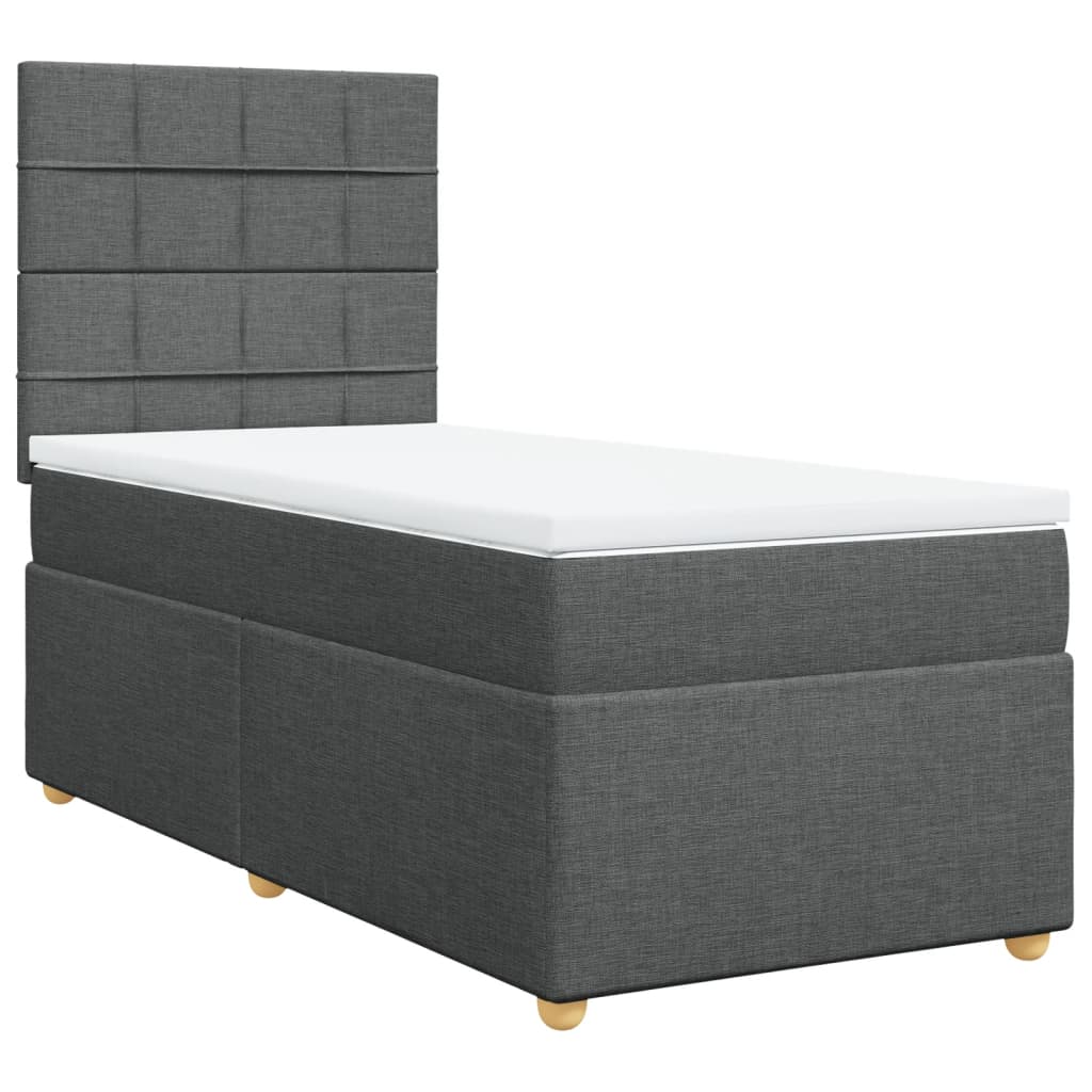 Sommier à lattes de lit avec matelas Gris foncé 100x200cm Tissu - XIOS