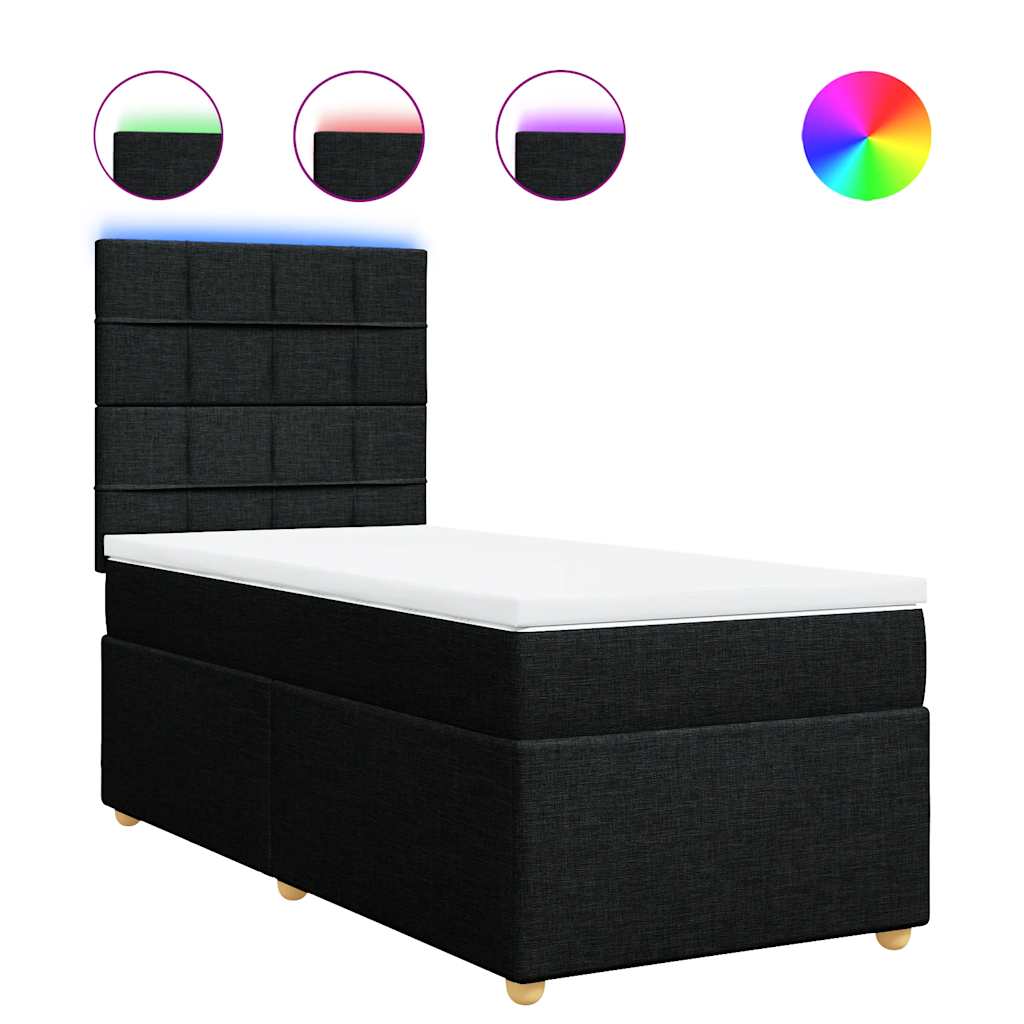 Sommier à lattes de lit avec matelas Noir 100x200 cm Tissu - XIOS