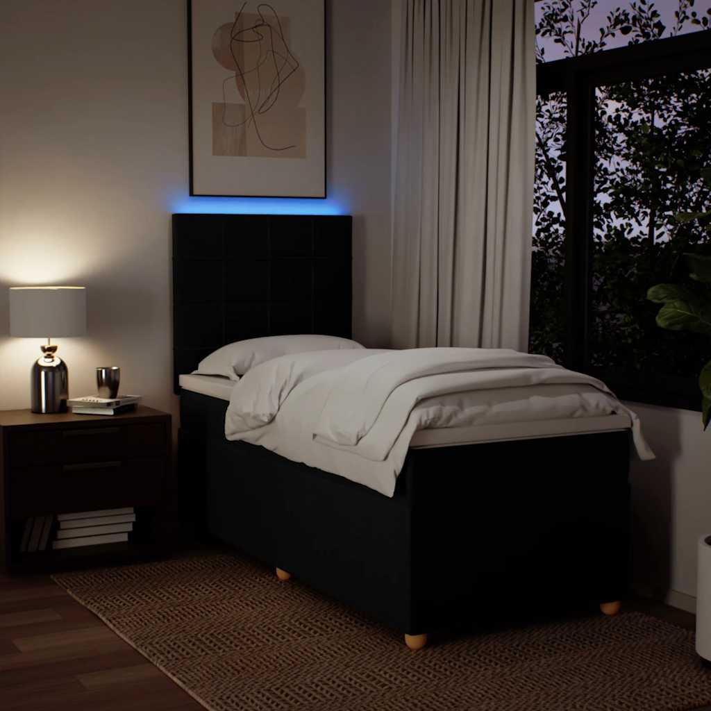 Sommier à lattes de lit avec matelas Noir 100x200 cm Tissu - XIOS