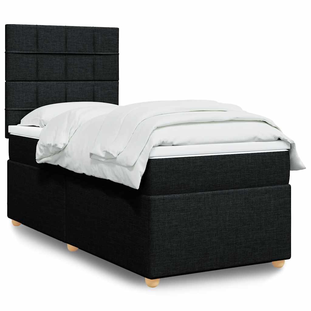 Sommier à lattes de lit avec matelas Noir 100x200 cm Tissu - XIOS