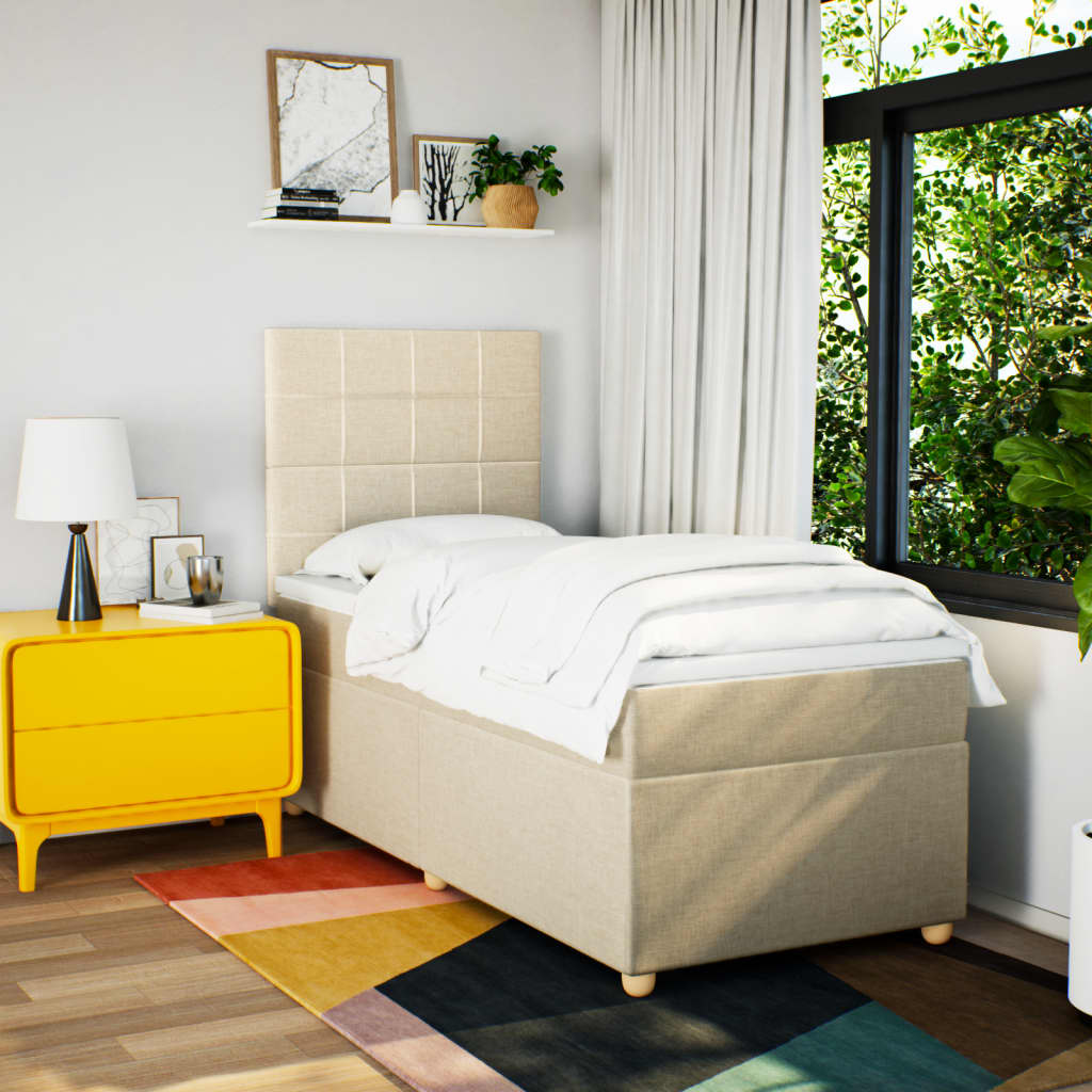 Sommier à lattes de lit avec matelas Crème 100x200 cm Tissu - XIOS