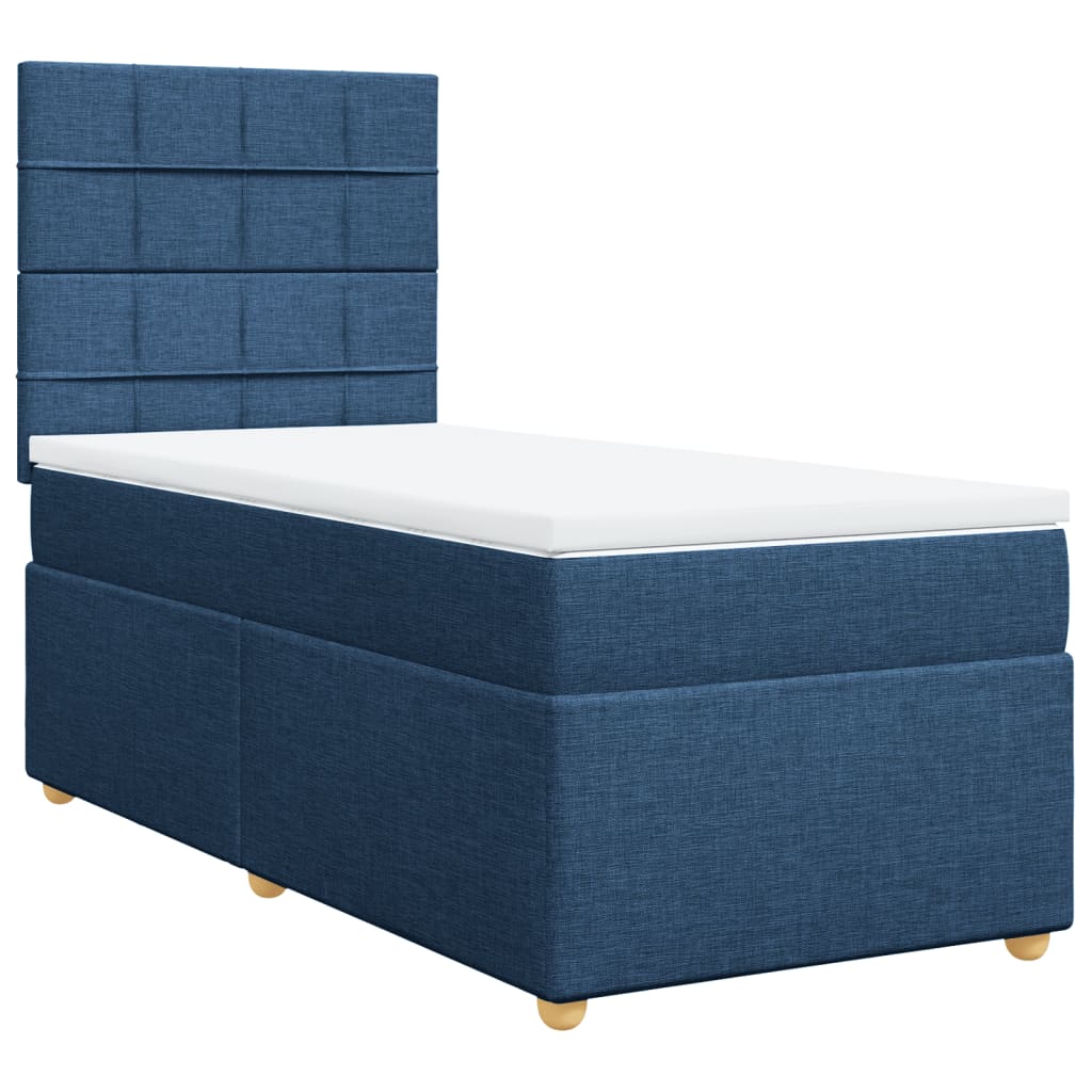 Sommier à lattes de lit avec matelas Bleu 100x200 cm Tissu - XIOS