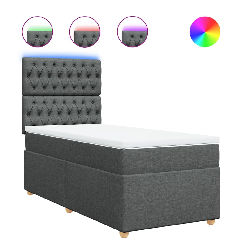 Sommier à lattes de lit avec matelas Gris foncé 100x200cm Tissu - XIOS