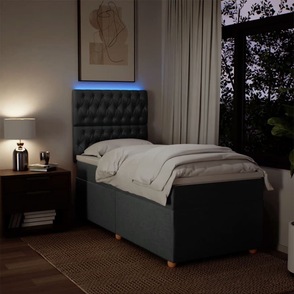 Sommier à lattes de lit avec matelas Gris foncé 100x200cm Tissu - XIOS
