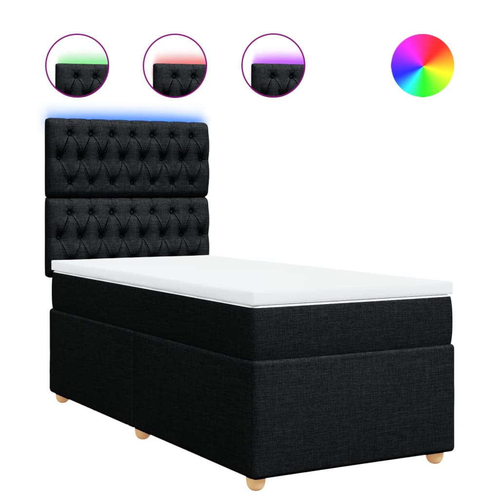 Sommier à lattes de lit avec matelas Noir 100x200 cm Tissu - XIOS