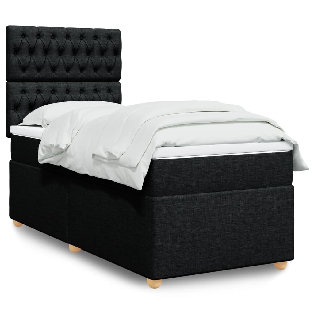 Sommier à lattes de lit avec matelas Noir 100x200 cm Tissu - XIOS