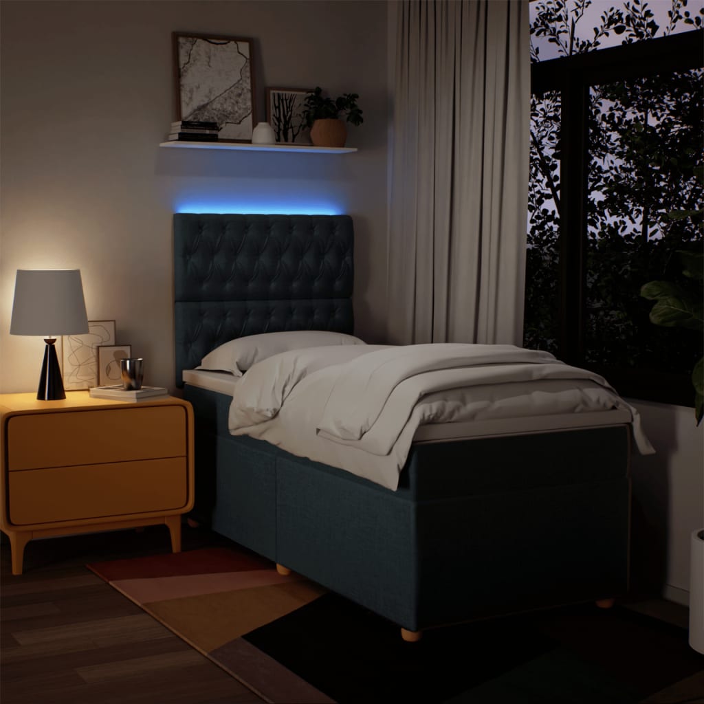Sommier à lattes de lit avec matelas Bleu 100x200 cm Tissu - XIOS