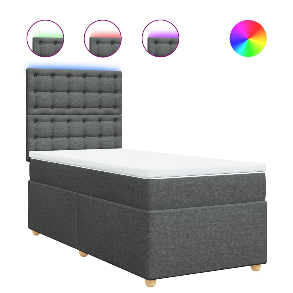 Sommier à lattes de lit avec matelas Gris foncé 100x200cm Tissu - XIOS