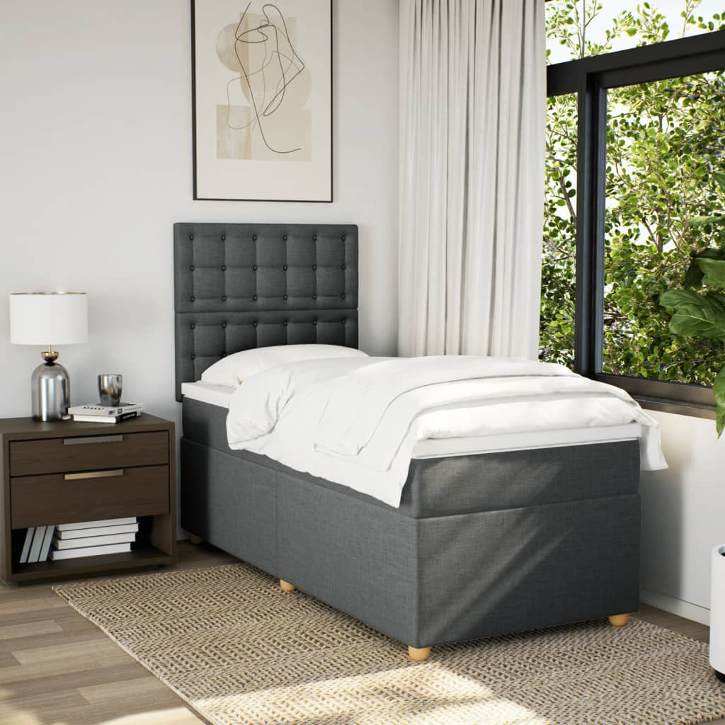 Sommier à lattes de lit avec matelas Gris foncé 100x200cm Tissu - XIOS