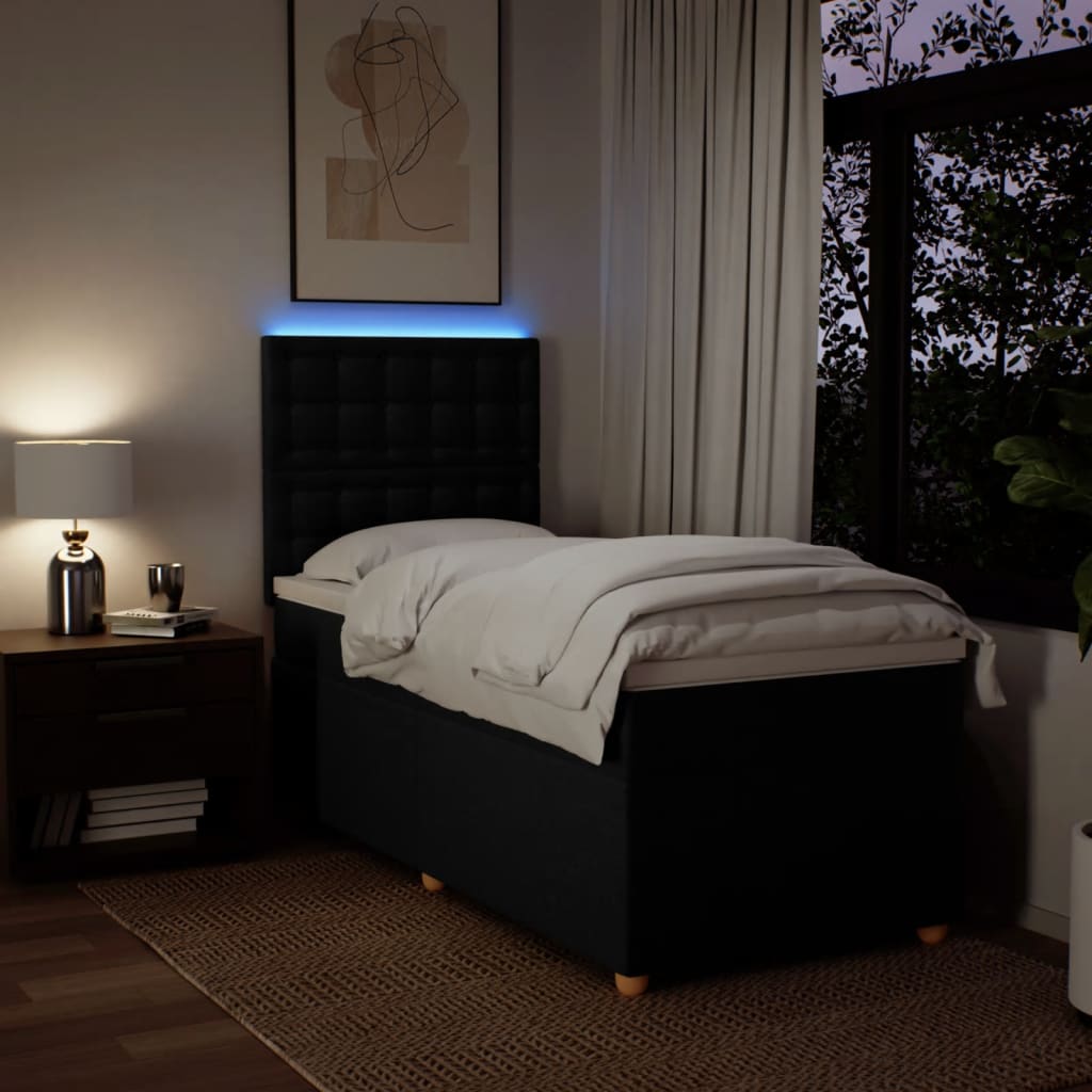 Sommier à lattes de lit avec matelas Noir 100x200 cm Tissu - XIOS