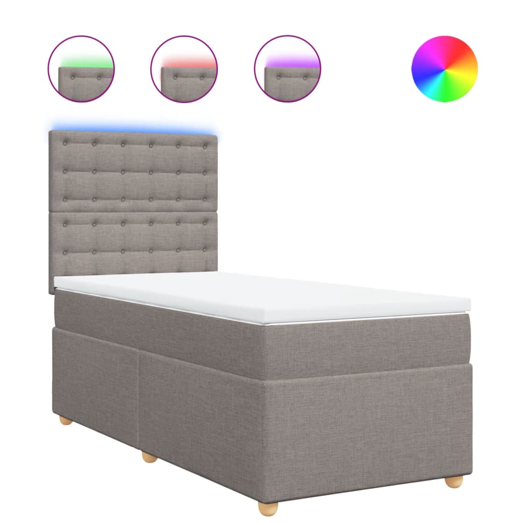 Sommier à lattes de lit avec matelas Taupe 100x200 cm Tissu - XIOS