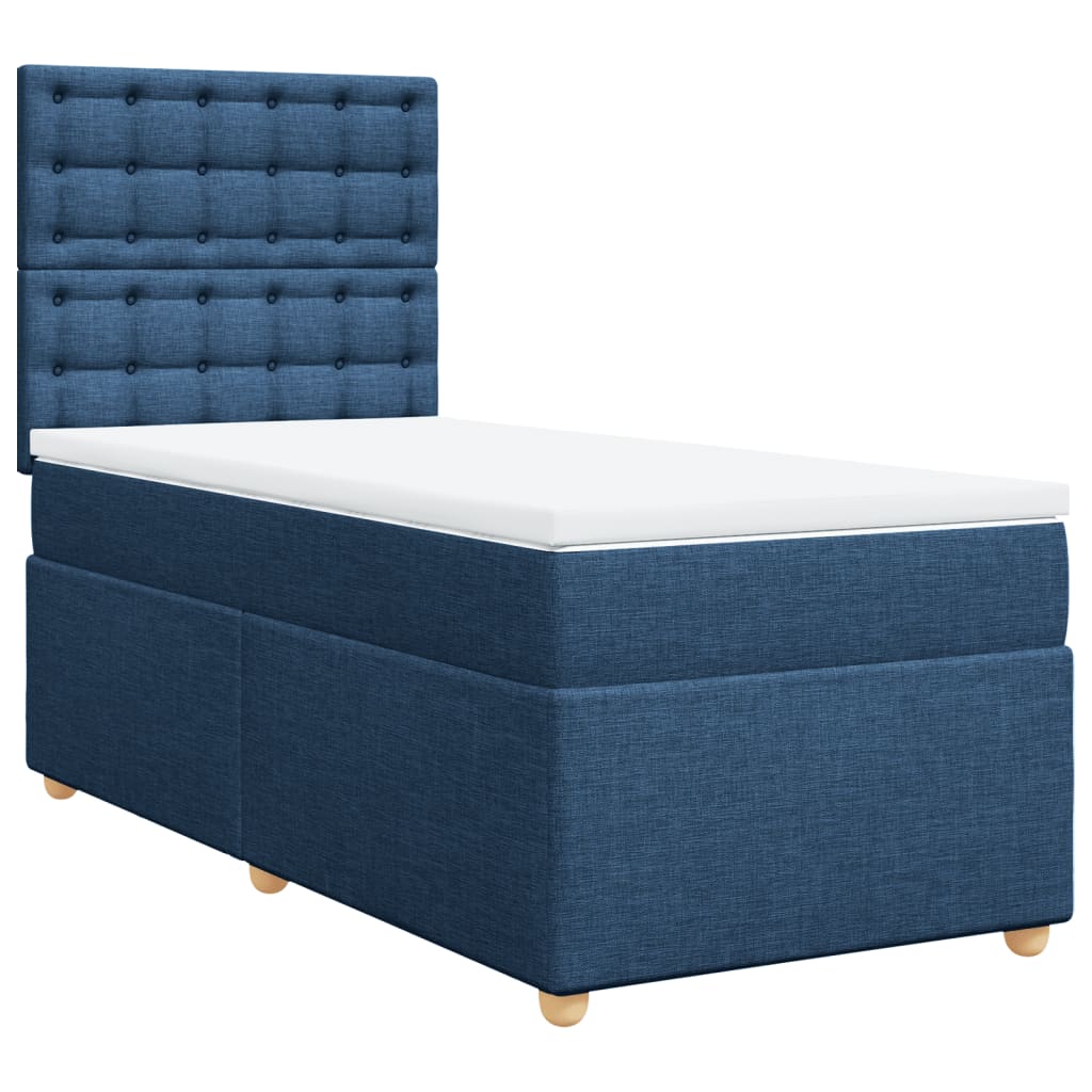 Sommier à lattes de lit avec matelas Bleu 100x200 cm Tissu - XIOS