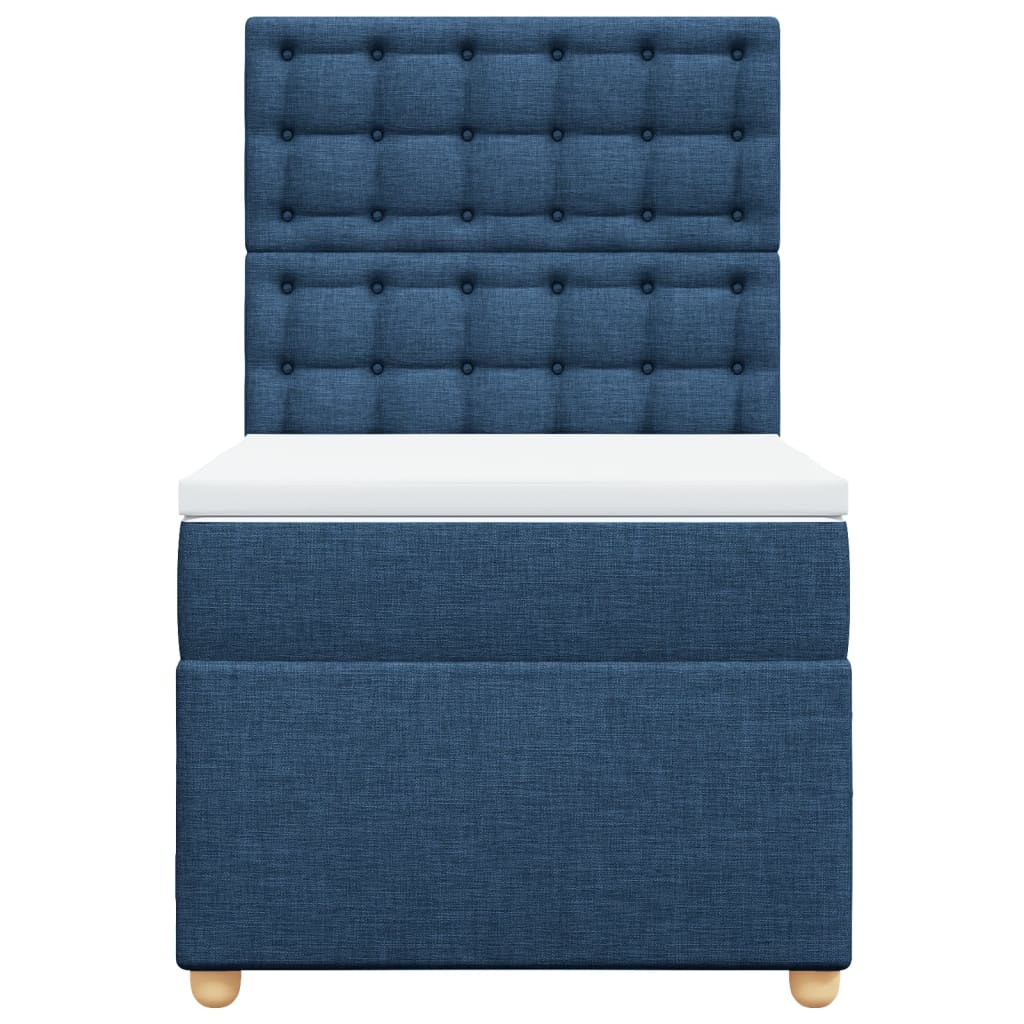 Sommier à lattes de lit avec matelas Bleu 100x200 cm Tissu - XIOS