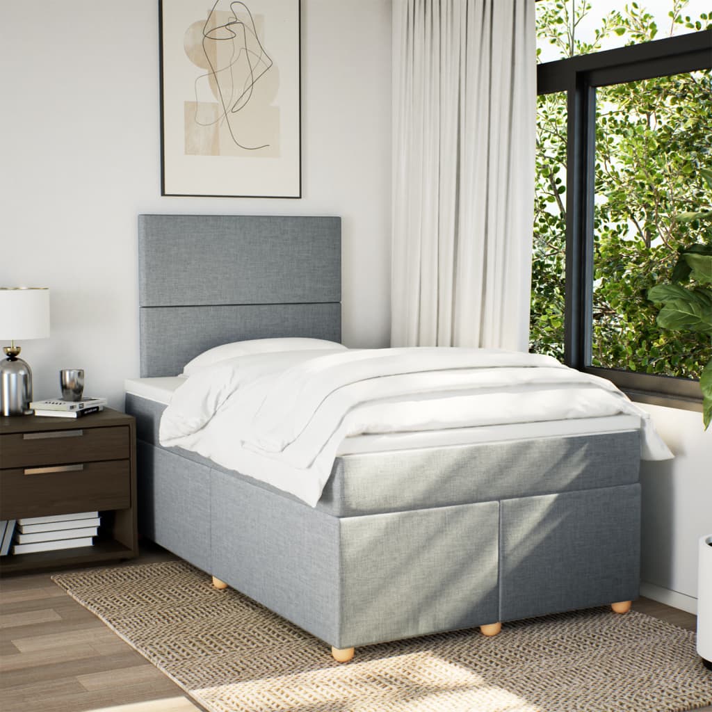 Sommier à lattes de lit et matelas gris clair 120x190 cm tissu - XIOS