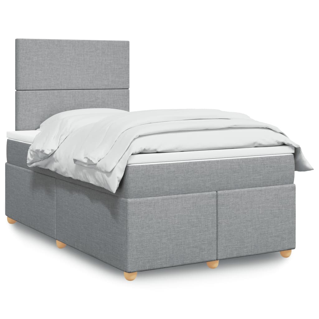 Sommier à lattes de lit et matelas gris clair 120x190 cm tissu - XIOS
